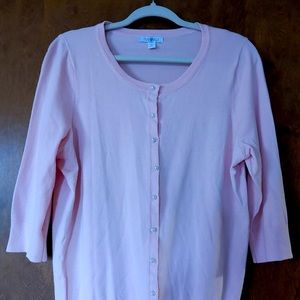 roz & ALI gorgeous Pearl button-up cardigan sweater, 1X, 3/4 sleeve